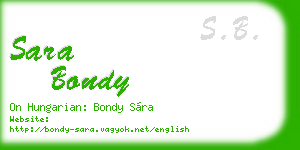 sara bondy business card